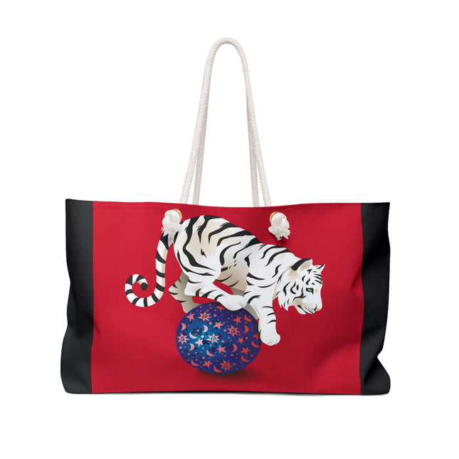 Majestic White Tiger on a Celestial Journey Weekender Bag