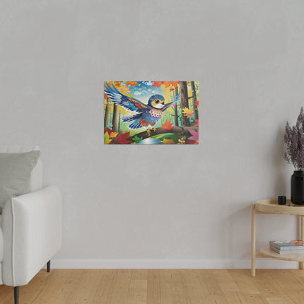 Baby Hawk Plays in Forest Matte Canvas, Stretched, 0.75"