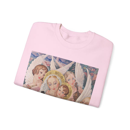 Madonna with Child Surrounded by Musical Angels by Gerda Wegener Heavy Blend™ Crewneck Sweatshirt