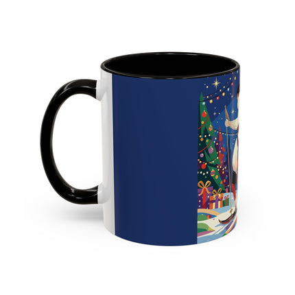 🌙🎿 The Moonlit Christmas Skier Colorful Mug – Whimsical Holiday Fantasy
