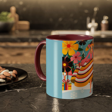 🌼🎄 The Christmas Blossom Belle Colorful Mug – Colorful Art Deco Holiday Fantasy
