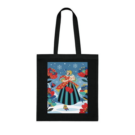 ❤️❄️ The Winter Heart Messenger Cotton Tote Bag – Art Deco Winter Enchantment