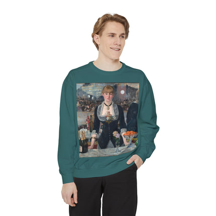 A Bar at the Folies-Bergère by Edouard Manet Unisex Garment-Dyed Sweatshirt