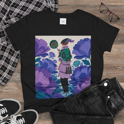 💜🌸 The Violet Garden Promenade Cotton Tee – Art Deco Floral Fashion