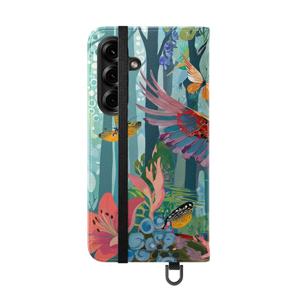 🦖🦋 Colorful Raptor Flip Case – Butterfly Wonder & Forest Adventure