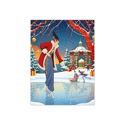 ⛸️🎄 The Christmas Skating Pavilion Ceramic Tile – Art Deco Holiday Elegance
