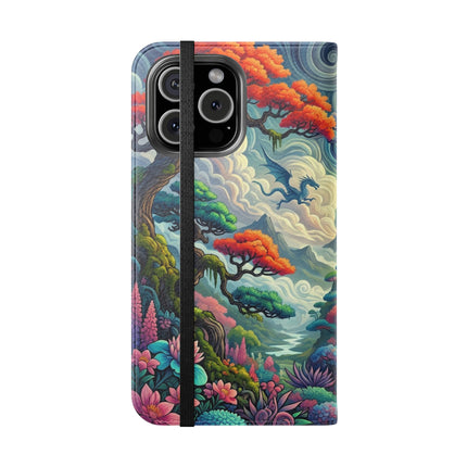 Mystic Guardian of the Sky Flip Case – Warrior Fairy & Turquoise Dragon