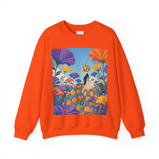 🌺🧡 The Lady Of The Golden Garden Crewneck Sweatshirt – Art Deco Fashion Fantasy
