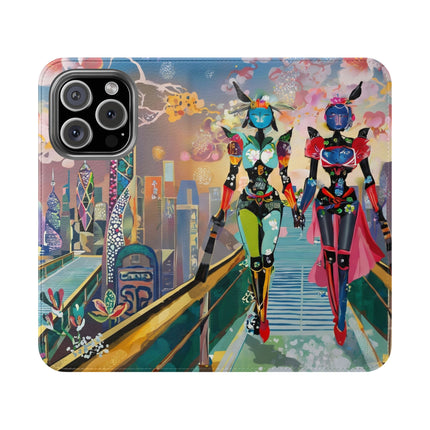 🤖🌆 Cyber Punk Robot Models Flip Case – Futuristic Fashion & Neon Elegance