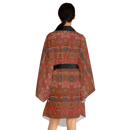 Japanese Fan Pattern by G.A. Audsley Long Sleeve Kimono Robe (AOP)