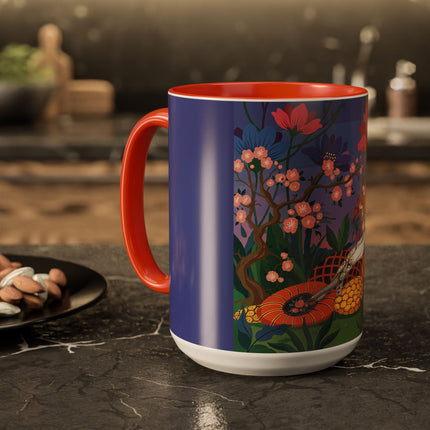 The Garden Of Quiet Reverie Colorful Mugs – Art Deco Botanical Serenity