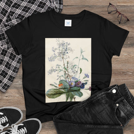 A Bouquet of Flowers with Insects by Pierre Joseph Redouté Women's Midweight Cotton Tee