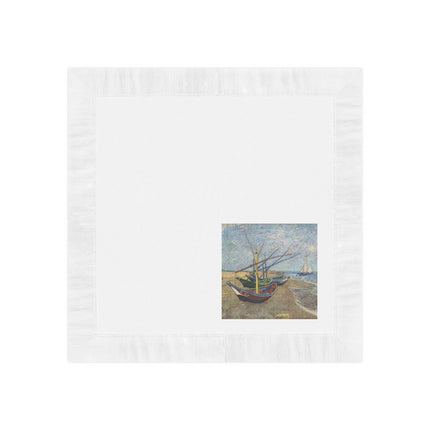 Fishing Boats on the Beach at Saintes-Maries by Vincent Van Gogh White Coined Napkins