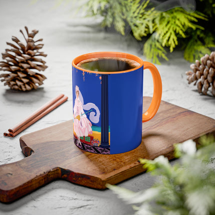 The Moonlit Promenade Colorful Mug (11oz, 15oz) – Blush Elegance, Coastal Romance & Art Deco Style