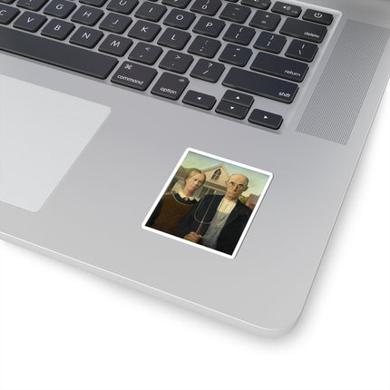 American Gothic by Grant Wood Kiss-Cut Stickers (4 Sizes)