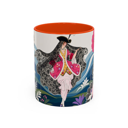 🌸🎀 The Pink Lace Garden Promenade Colorful Mug – Art Deco Fashion Elegance