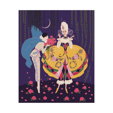 🌹🌙 The Lady Of The Moonlit Rose Masquerade Matte Vertical Poster – Art Deco Fashion Illustration