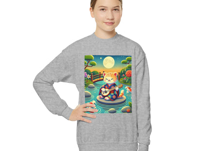 Melodic Kitten by the Koi Pond Youth Crewneck Sweatshirt