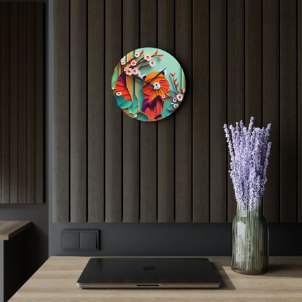 A Playful Red Panda Acrylic Wall Clock, Round and Square
