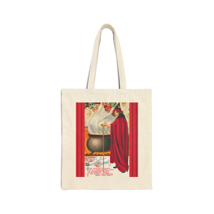 The Hallowe'en Cauldron In the Firelight's Gleam Cotton Canvas Tote Bag