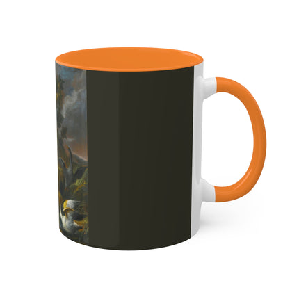 Still Life With Birds Beside An Ornate Fountain by Nicola Casissa Colorful Mugs, 11oz