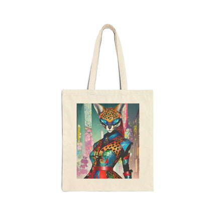 Cyber Cat Glamour Cotton Canvas Tote Bag