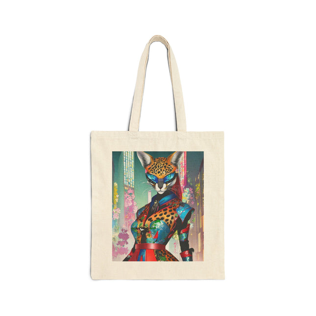 Cyber Cat Glamour Cotton Canvas Tote Bag