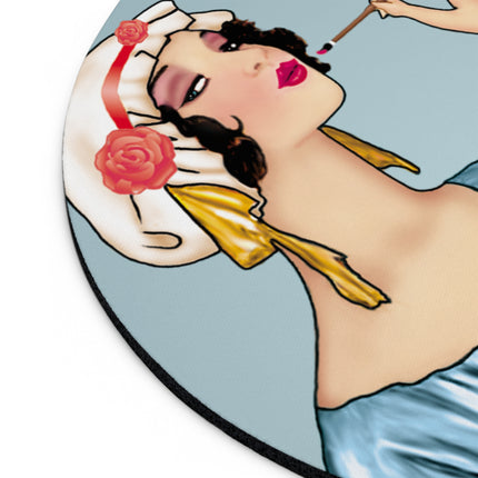 The Enchanting Painter: A Fairy's Artistic Touch Mouse Pad, Round and Rectangle