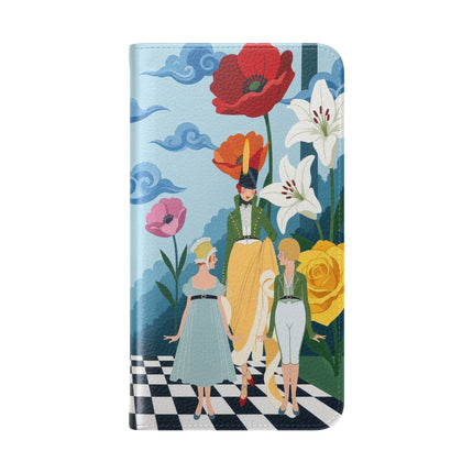 🌺♟️ The Ladies Of The Checkerboard Garden Flip Case – Art Deco Floral Fantasy