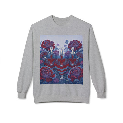 🎭🌺 The Enchanted Garden Masquerade Trio Midweight Crewneck Sweatshirt – Art Deco Floral Elegance