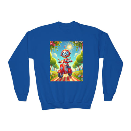 The Traveling Robot Youth Crewneck Sweatshirt – Adventure, Curiosity & Playful Discovery