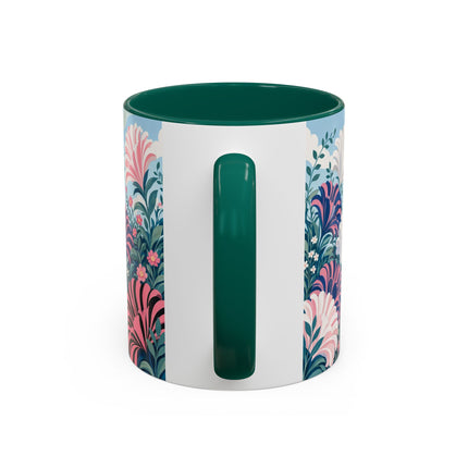 🌸🦋 The Enchanted Pink Blossom Retreat Colorful Mug – Art Deco Floral Whimsy