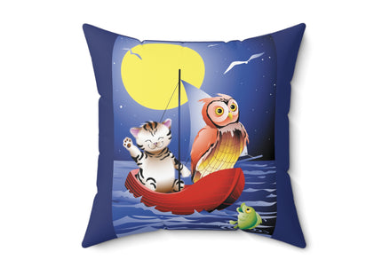 Embarking on a Moonlit Journey Spun Polyester Square Pillow
