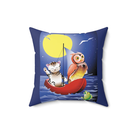Embarking on a Moonlit Journey Spun Polyester Square Pillow