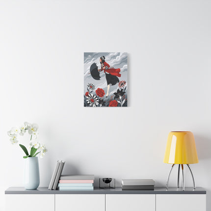 🌹☂️ The Lady In The Storm Placemat – Art Deco Floral Drama