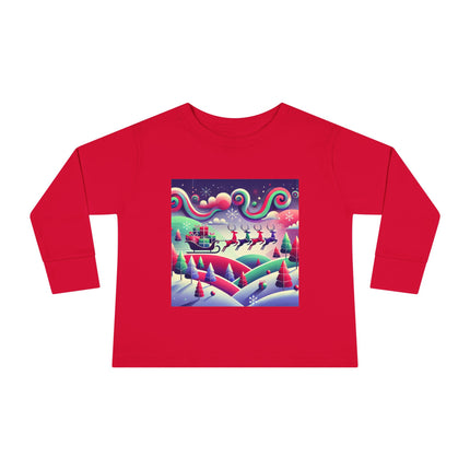Festive Reindeer Flight Toddler Long Sleeve Tee