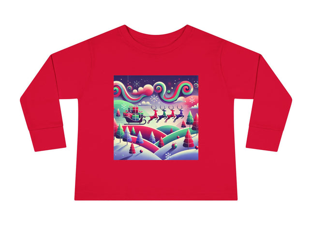 Festive Reindeer Flight Toddler Long Sleeve Tee