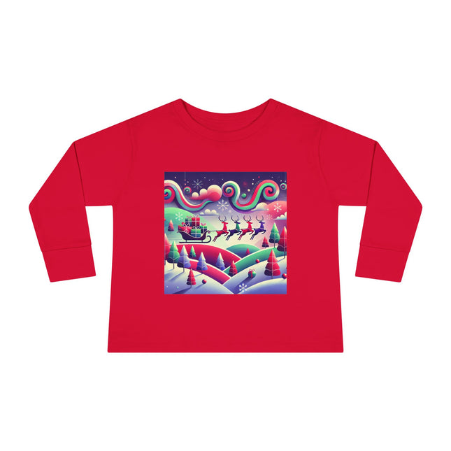 Festive Reindeer Flight Toddler Long Sleeve Tee