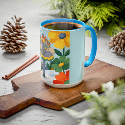 ❄️🌼 The Winter Flower Wanderer Colorful Mug – Colorful Art Deco Snow Fantasy