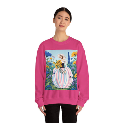 🌻🎀 The Sunflower Garden Bouquet Crewneck Sweatshirt – Art Deco Floral Elegance