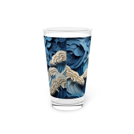 Dramatic Ocean with Crashing Waves Glass, 16oz