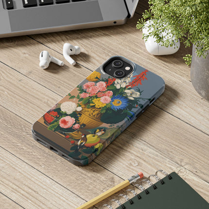 🌺🐦 The Garden Of Golden Birds Phone Case – Art Deco Floral Elegance