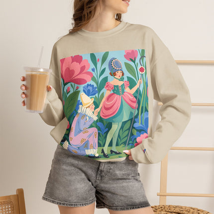 🌸🎭 The Garden Masquerade Crewneck Sweatshirt – Art Deco Floral Whimsy