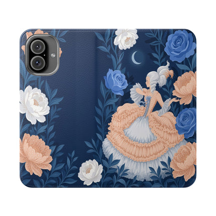 🌙🌸 The Lady Of The Moonlit Flowers Flip Case – Art Deco Floral Reverie