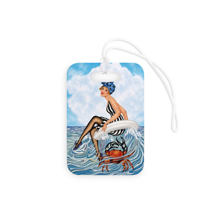 🦀🌊 The Seaside Crab Ride Luggage Tag – Art Deco Beach Whimsy
