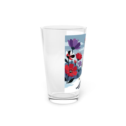 🎿❄️ The Winter Flower Skier Pint Glass – Art Deco Alpine Fantasy
