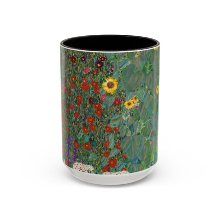 Farm Garden with Sunflowers by Gustav Klimt Colorful Mugs (11oz, 15oz)
