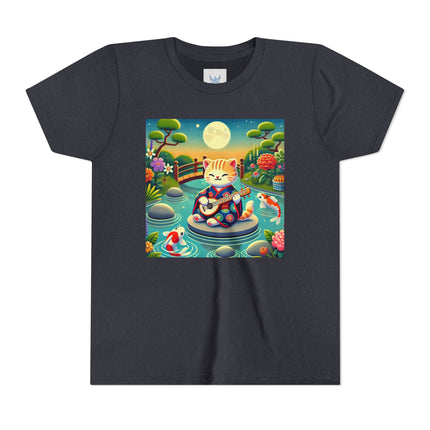 Melodic Kitten by the Koi Pond Youth Short Sleeve Tee