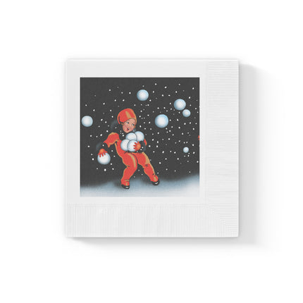 Festive Snowball White Coined Napkins