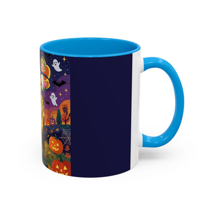 🎃🐈‍⬛ The Pumpkin Moon Embrace Colorful Mug – Whimsical Halloween Charm